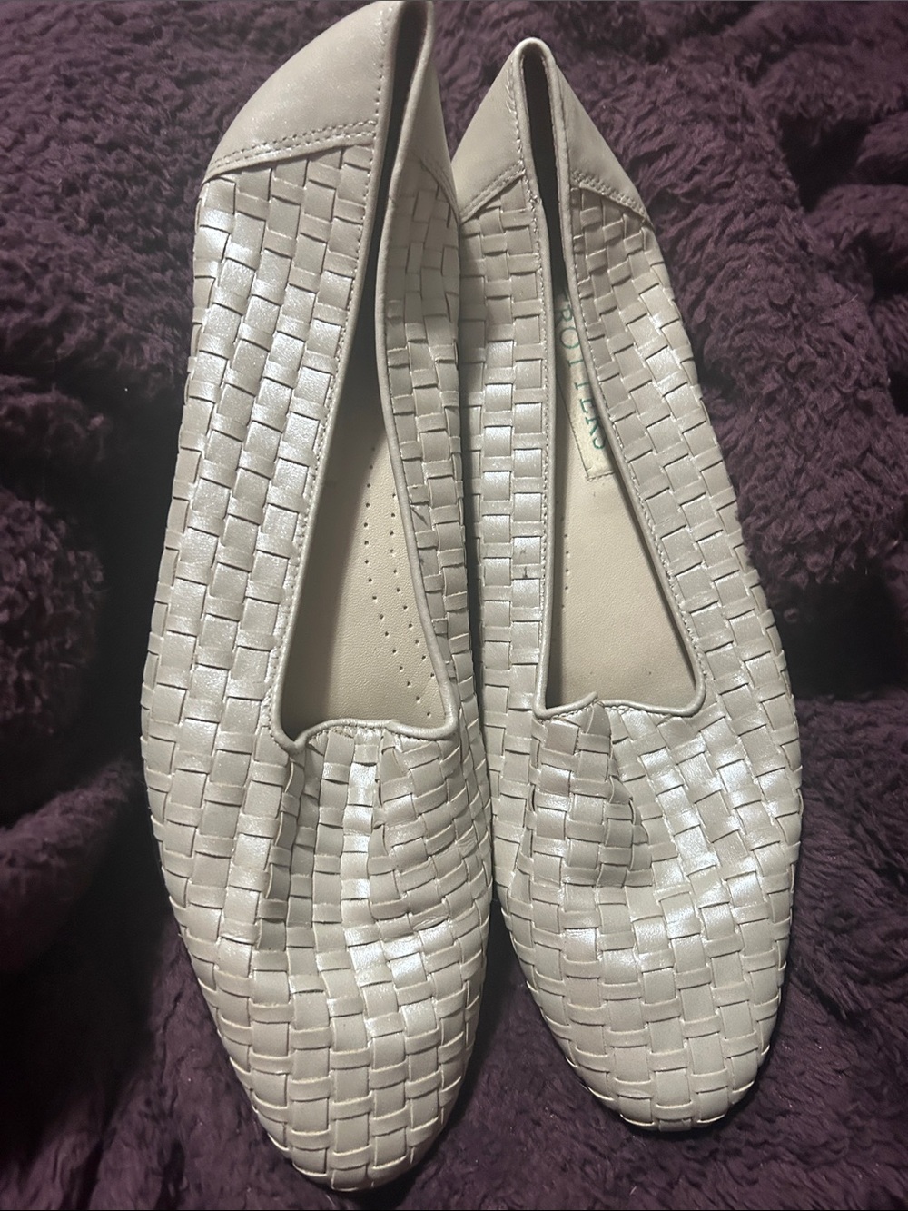 Trotters Shimmery Woven Ivory Ballet Flats